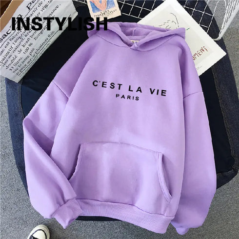 Women's Casual Printed Loose Hoodie - Spring Pullover