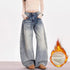 High Waist Thermal Baggy Jeans for Women
