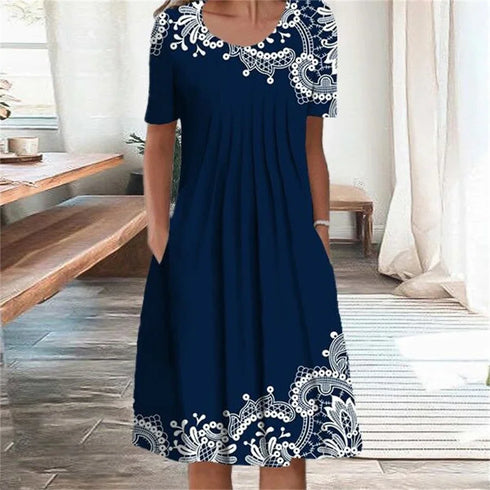 Elegant Floral Print Casual Dress for Women