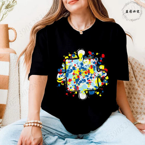 Trendy Women's Autism Awareness Graphic T-Shirt