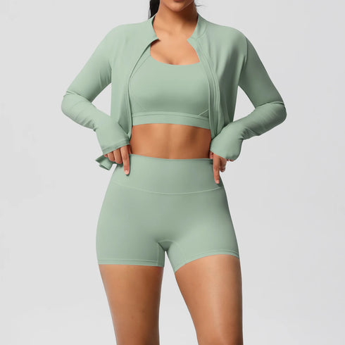 3-Piece Brown Yoga Set for Women