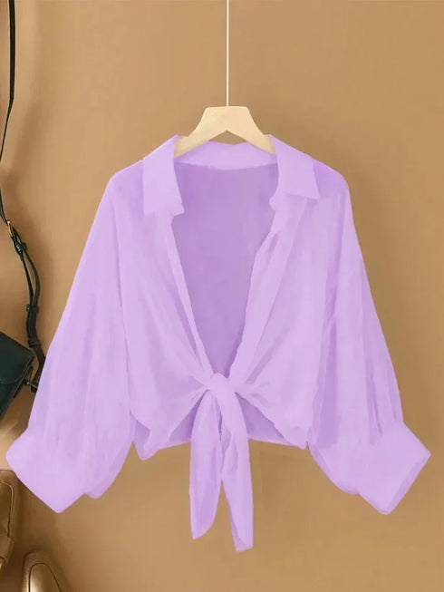 Plus Size Women Shirt 2025 New Loose Casual Skin-friendly Elegant Clothing Lightweight Long Sleeved Collared Top Fashion Blouse