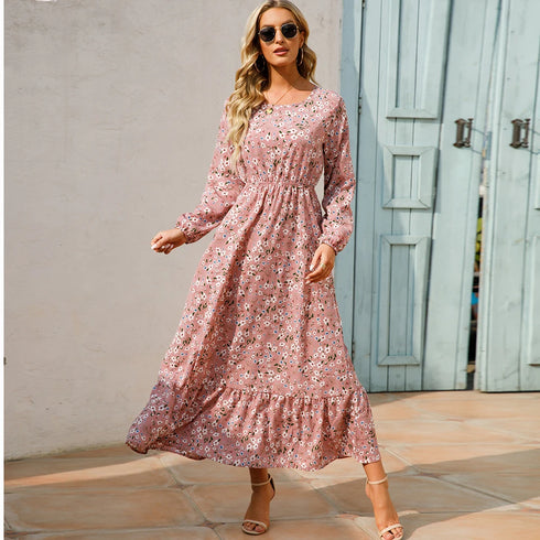 Summer Bohemian Maxi Dress with Long Sleeves