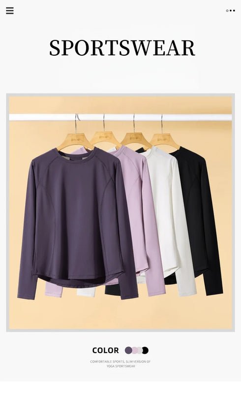 DRUR Women's Long Sleeve Quick Dry Sports Top