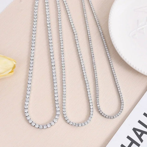 925 Sterling Silver Zircon Chain Necklace for Women