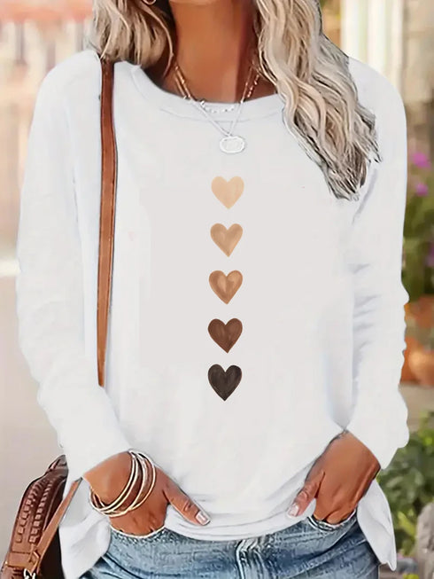 Y2K Love Heart Printed Long Sleeve T-Shirt