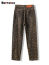 High Waisted Leopard Print Jeans for Women