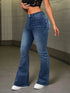 High Waist Flare Leg Jeans with Embroidered Wings