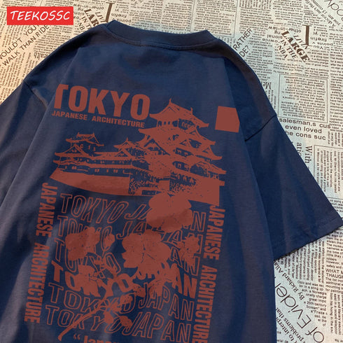 Tokyo Sakura Print Oversized Women's T-Shirt