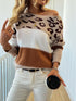 Leopard Print Contrast Pullover Sweater