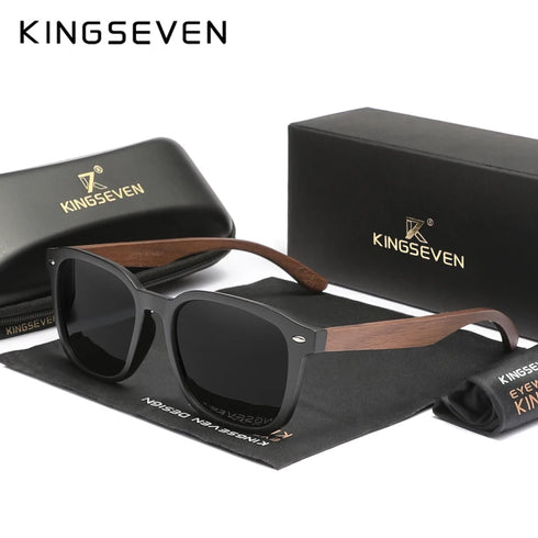 KINGSEVEN Wooden Cat Eye Sunglasses with Polarized UV400 Lenses