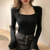 Zoki Women Pullover Sweater with Square Collar