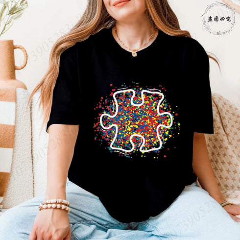 Trendy Women's Autism Awareness Graphic T-Shirt