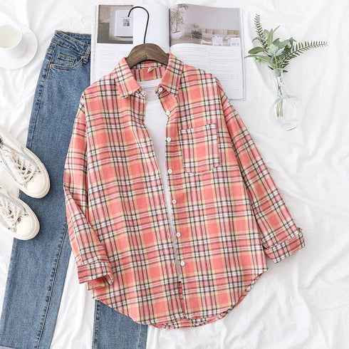 Casual Women's Flannel Plaid Shirt - Autumn Collection