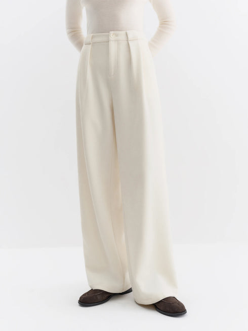 FSLE High-Waisted Straight-Leg Knit Trousers
