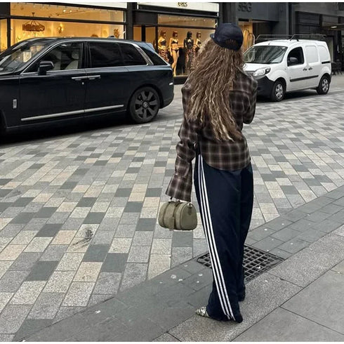 Casual Plaid V-Neck Blouse for Women