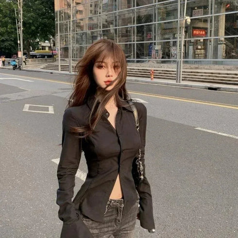 Slim Fit Flared Sleeve Women's Blouse