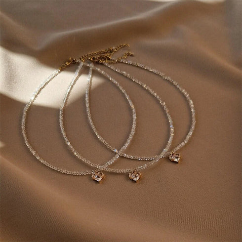 Vintage Zircon Heart Pendant Necklace