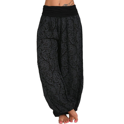 Plus Size Printed Wide Leg Harem Pants