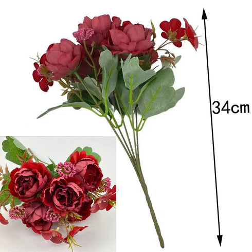 Simulated Peony Bouquet - Silk Artificial Flowers