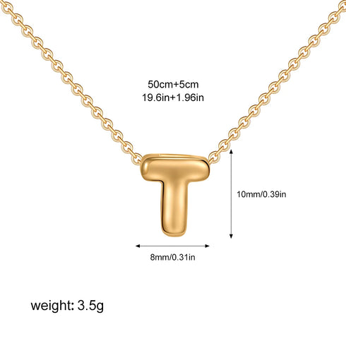 3D Bubble Initial A-Z Mini Necklace - Gold Plated