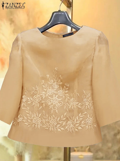 ZANZEA Elegant Embroidered Blouse for Women