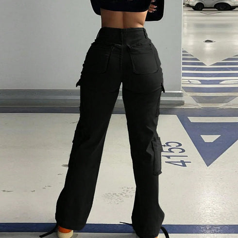 Trendy High Waisted Cargo Pants with Multi Pockets