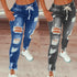Women's Mid Waist Lace-Up Slim Fit Denim Jeans