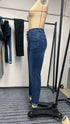 High Waist Blue Denim Jeans with Button Detail