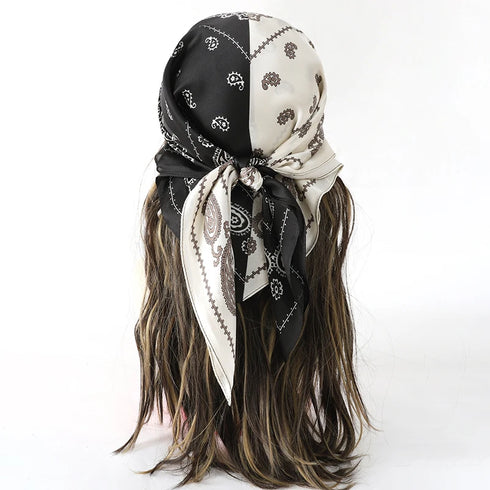 70x70cm Silk Satin Square Scarf with Print