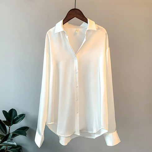 Elegant Turn-Down Collar Blouse for Women