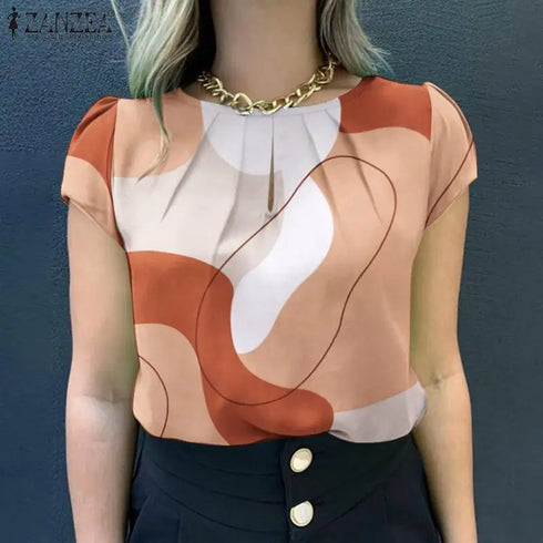 ZANZEA Women's Summer Printed Blouse