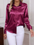 Elegant Turn-down Collar Button-front Satin Long Sleeve Women's Shirt for Daily Commute And Business Casual Wear