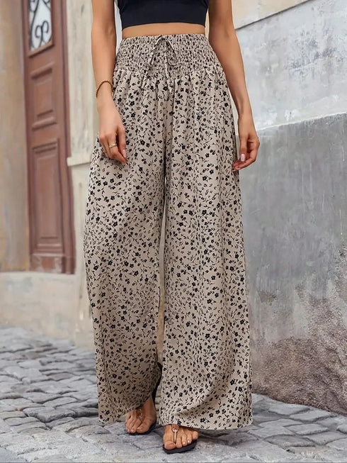Floral Print Wide Leg Pants in Plus Sizes 1XL-5XL
