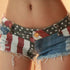Womens Denim Flag Print Mini Shorts