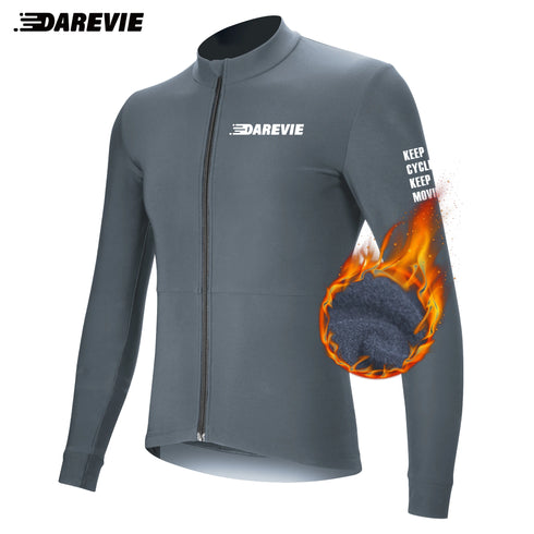 DAREVIE Men's Thermal Fleece Cycling Jersey - Long Sleeve