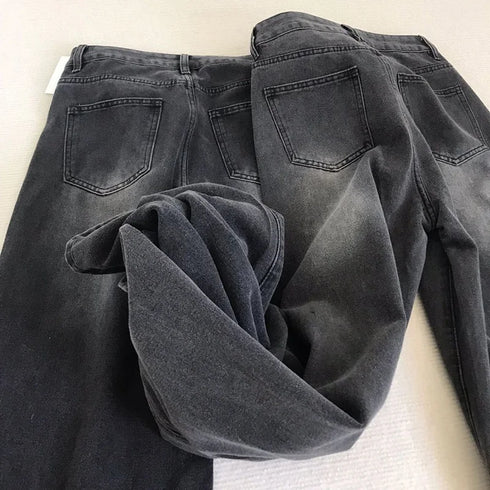 High Waist Flare Jeans in Black and Grey