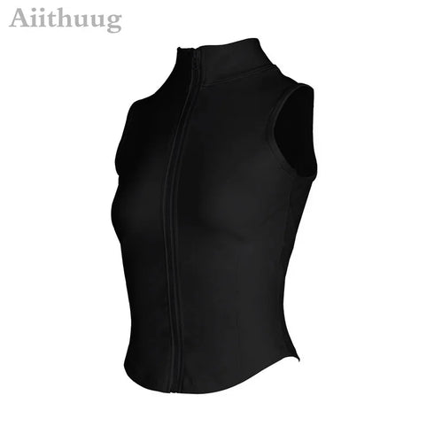 Aiithuug Athletic Zip Up Sleeveless Sweat Vest Jacket