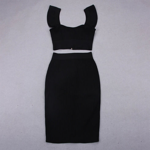 Summer Women’s Bodycon Skirt Suit in Black, Red, and Pink