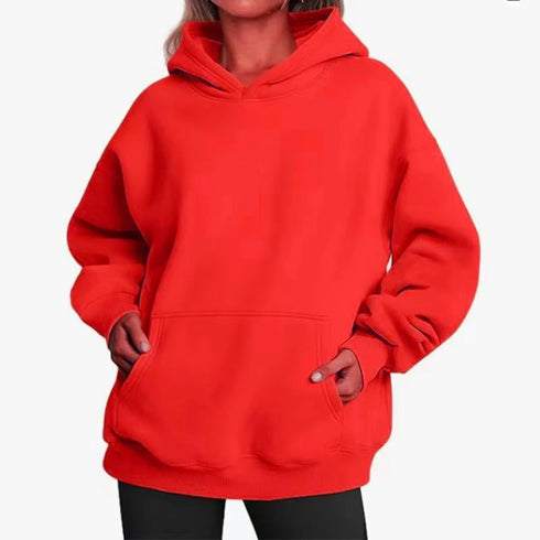 Hip Hop Solid Colour Hooded Pullover for Women
