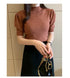 Women's Puff Sleeve Knitted Blouse with Half Turtleneck