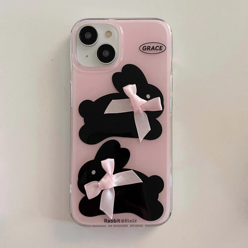 Pink IMD Rabbit Black Bunny Phone Case for iPhone