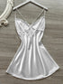 Women's Satin V-Neck Nightdress with Lace Slit