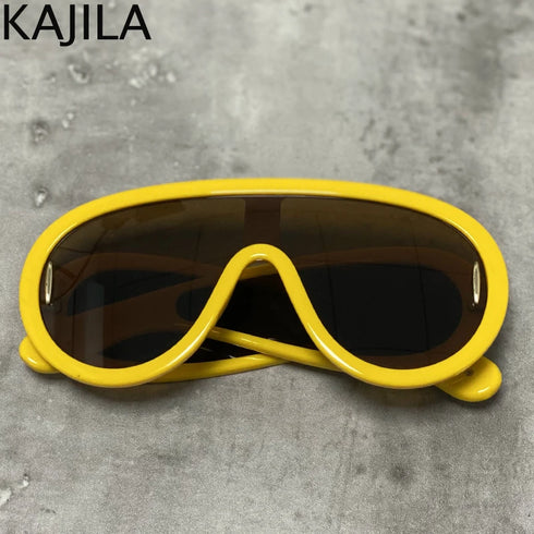 Oversized Wave Mask One-Piece Sunglasses for Women