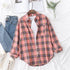 Elegant Women's Plaid Shirt 2025 New Ladies Large Size Casual Loose Lapel Long Sleeve Blouse&Tops Female Lapel Checked Clothing