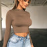 Solid Basic Long Sleeve Women's Crop Top