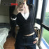 Genayooa Retro Y2K Long Sleeve Black T-shirt for Women