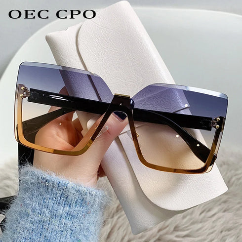 OEC CPO Oversized Rimless Sunglasses UV400 Gradient
