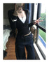 Genayooa Retro Y2K Long Sleeve Black T-shirt for Women