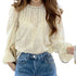 Elegant Apricot Long Sleeved Blouse with Lace Detail